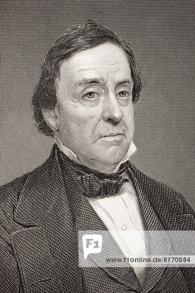 Lewis Cass 1782 - 1866. American Military Officer And Politician. From The Book Gallery Of Historical Portraits Published C.1880.