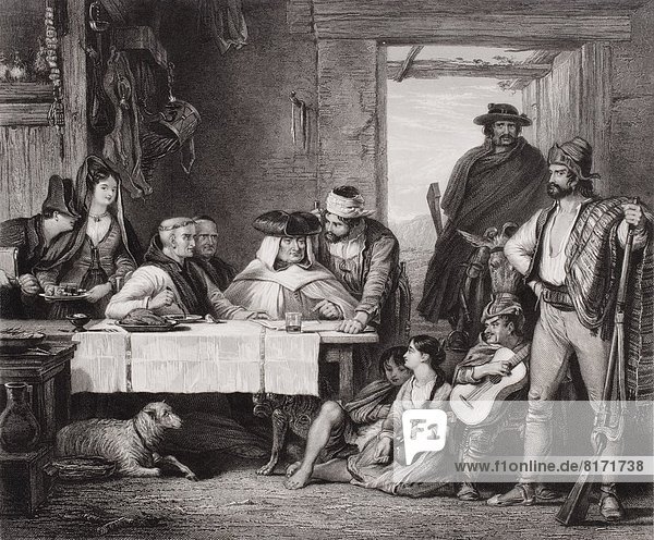 Guerrilla Council Of War. Sketched By Sir David Wilkie  Engraved By J. C. Armytage.