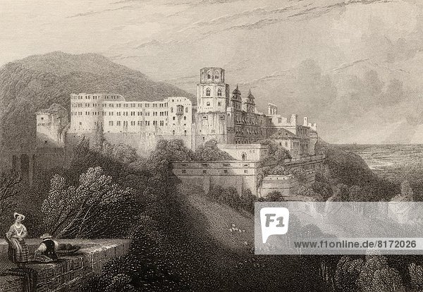 Heidelberg Castle  Heidelberg  Germany. Engraved By J.T. Willmore From A 19Th Century Print By D. Roberts.
