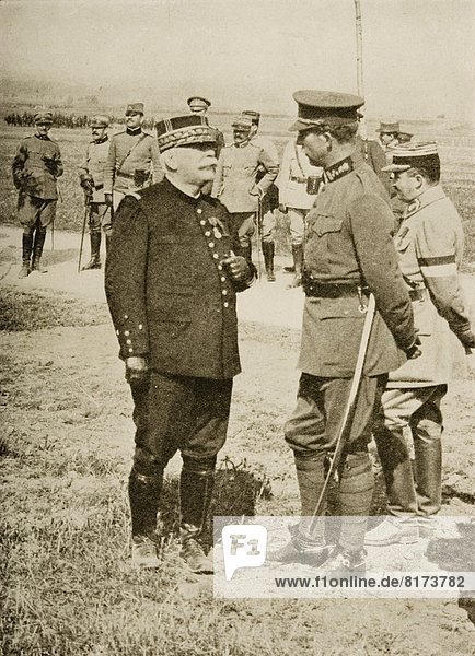The National Heroes Of France And Belgium: A Meeting At The Front Between General Joffre (On The Left) And King Albert.