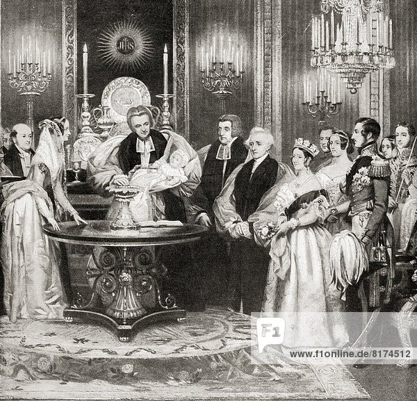 The Baptism Of The Princess Royal  Princess Victoria  1840-1901  At Buckingham Palace On February 10 1841. From A Painting By C.R. Leslie. From The Book V.R.I. Her Life And Empire By The Marquis Of Lorne  K.T. Now His Grace The Duke Of Argyll.