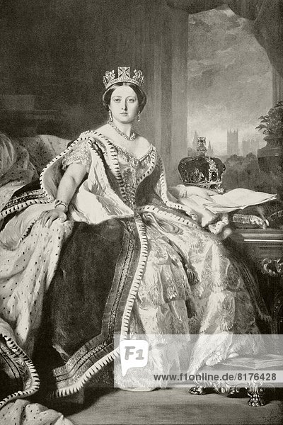 Queen Victoria 1819 To 1901. After A Painting By F. Winterhalter  Done In 1859. From The Book Buckingham Palace  It's Furniture  Decoration And History By H. Clifford Smith  Published 1931.