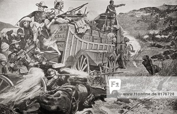 Defending A Laager During The Matabele Wars. From The Book South Africa And The Transvaal War  Volume 1 By Louis Creswicke  Published 1900.