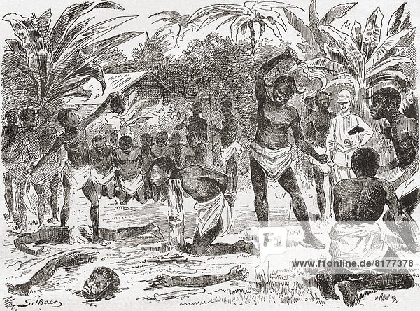 Human Sacrifice In The Congo During The 19Th Century. From The Book Africa Pintoresca Published 1888.
