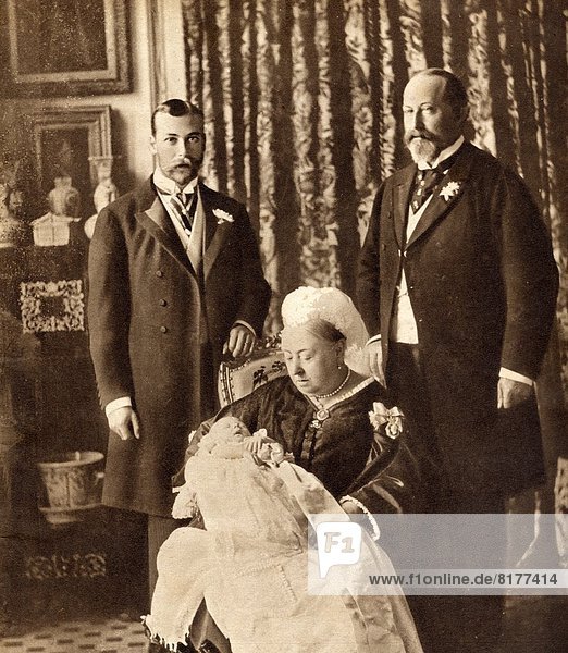 Four Generations Of The English Royal Family. Standing Left The Future King George V Standing Right King Edward Vii Seated Queen Victoria Holding The Future King Edward Viii. From His Majesty King Edward Viii Published 1936.