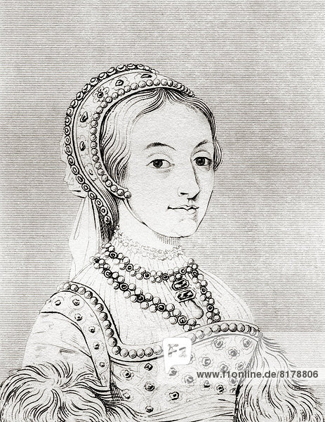 Catherine Howard C. 1520-1525 – 1542. Fifth Wife Of Henry Viii Of England. From The Historic Gallery Of Portraits And Paintings  Published 1808.