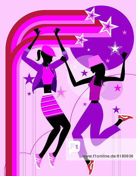 Sterne umgeben tanzende Frauen