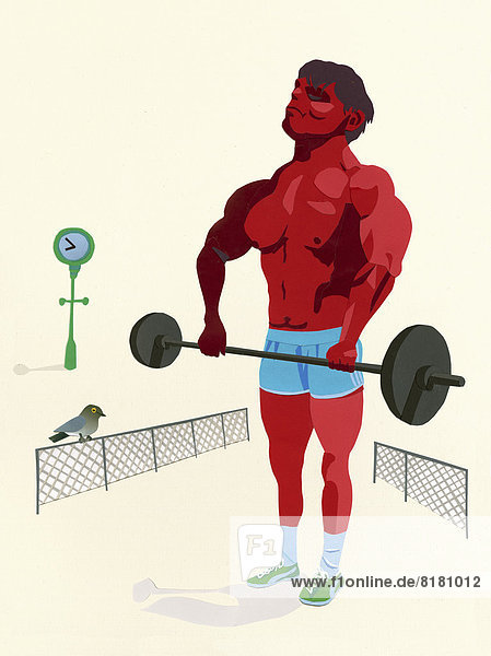 Bodybuilder lifting barbell