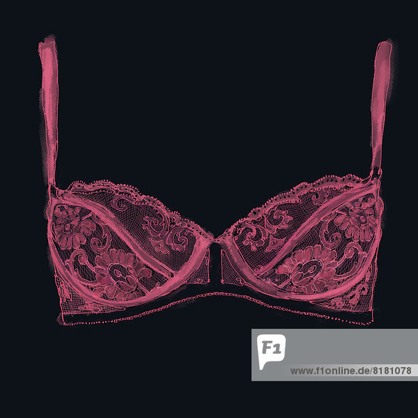 Close up of pink lace bra