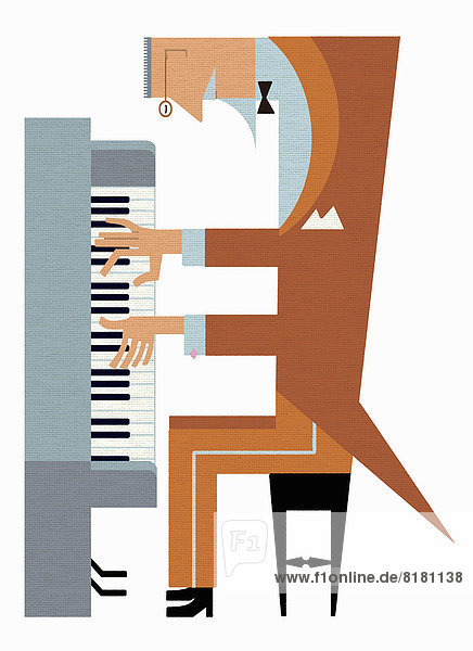 Mann im Smoking spielt Klavier