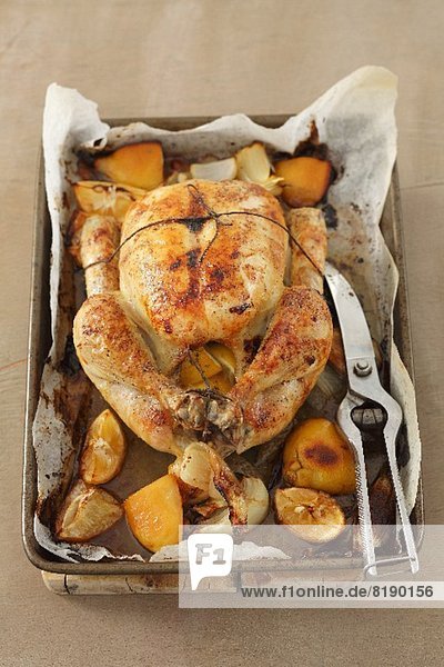 Chicken baked with lemon and onion