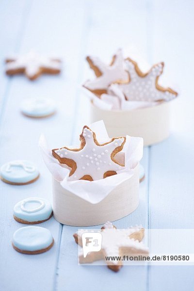sternförmig Lebkuchen Dekoration Holzkiste Eiscreme Eis