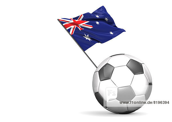 Football Flag Of Australia vor weißem Hintergrund