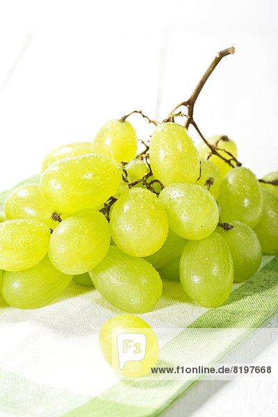 Bunch of grapes on napkin  close up