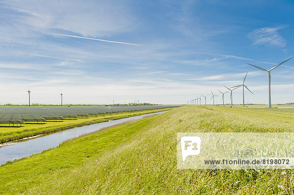 Deutschland  Schleswig-Holstein  Blick auf Windkraftanlage in Feldern