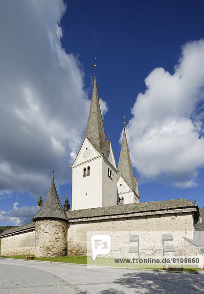 Austria  Carinthia  View of fortified church of Diex on Saualpe