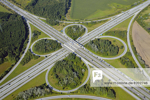 Rendsburg autobahn junction  federal motorway  aerial view