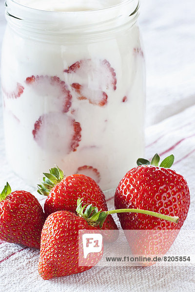 Fresh strawberries with cream