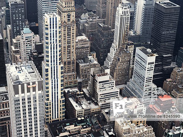 hoch oben Architektur Ansicht Flachwinkelansicht Winkel Manhattan