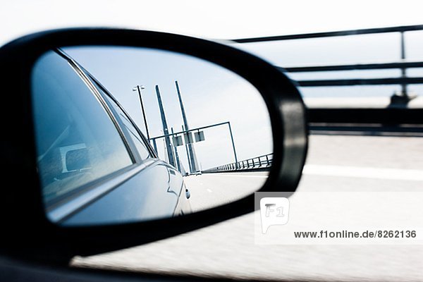 Reflection in car mirror