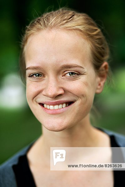 Portrait of a young smiling woman  Sweden.