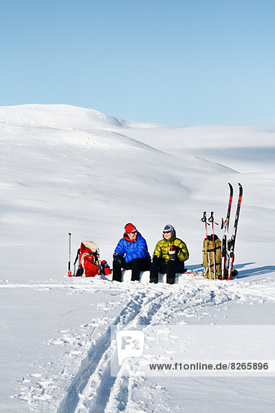 Frau  Skisport  Pause