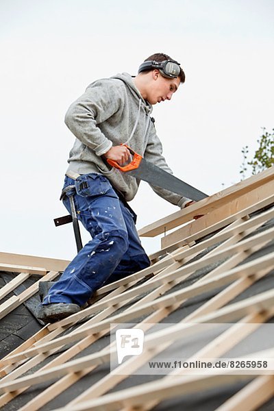 Mann arbeiten Dach