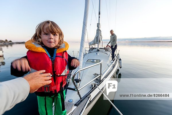 Boy on sailing boat