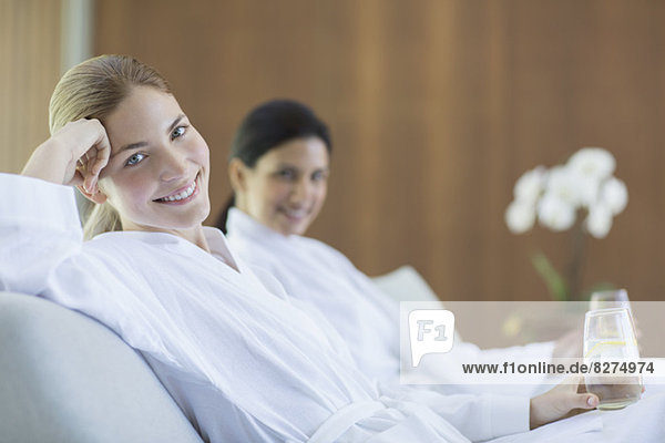 Women relaxing together in spa