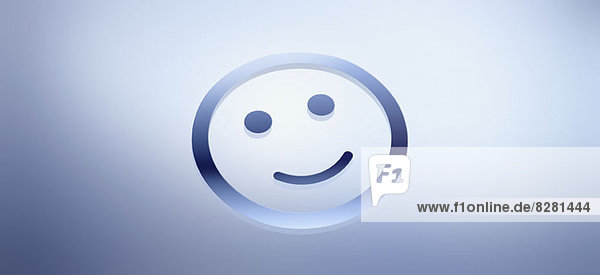 Grafik eines Smiley-Face vor einem blauen Gradientenhintergrund