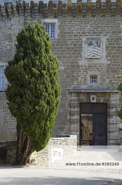 Eingang zum Schloss der Weinuniversität  Suze-la-Rousse  Provence  Frankreich