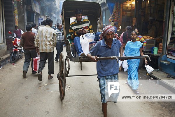 Rickshaw on the street  Kolkata  West Bengal  India  Asia