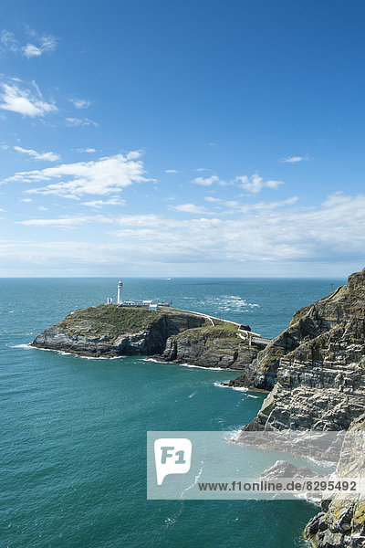 UK  Wales  Anglesey  Holy Island  cliff coast of South stack with lighthouse