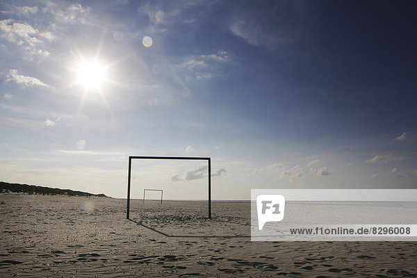 Germany  Lower Saxony  East Frisia  Langeoog  goal at the beach