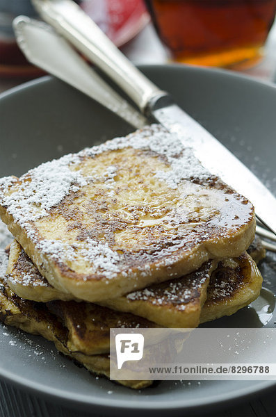 French toast with maple syrup  studio shot