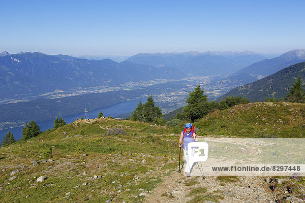 Austria  Carinthia  Nock Mountains  Millstaetter Alpe  Lammersdorfer Berg  female hiker