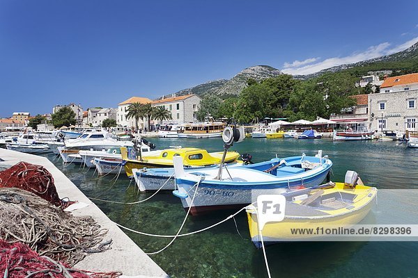 Fishing boats in the port of Bol  Brac Island  Dalmatia  Croatia  Europe
