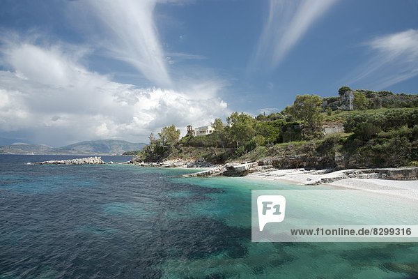 nahe Europa Wolke Strand über Küste bizarr Anordnung Neuengland Korfu Griechenland Griechische Inseln Ionische Inseln