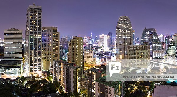 Bangkok Hauptstadt Panorama Nacht Hotel Ansicht Südostasien Asien Thailand