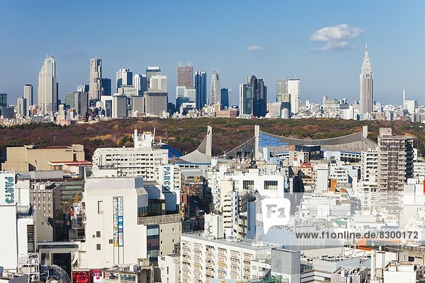 Skyline Skylines sehen Tokyo Hauptstadt Ansicht Erhöhte Ansicht Aufsicht heben Shibuya Asien Honshu Japan Shinjuku