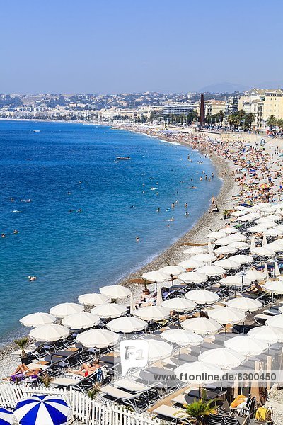 Baie des Anges and beach Nice Alpes Maritimes Provence Cote d'Azur French Riviera France Mediterranean Europe