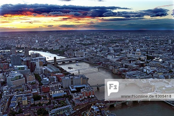 Aerial view of London at sunset  England  Great Britain  United Kingdom  Europe.
