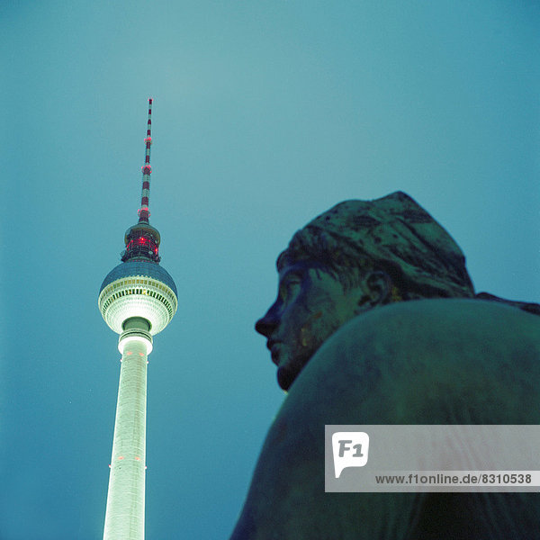 TV tower and statue  Berlin  Germany