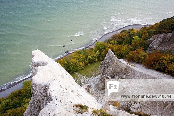 Chalk cliffs  Ruegen Island  Mecklenburg Western Pomerania  Germany