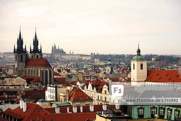 Cityscape of Prague with Church of Our Lady before Tyn  Czech Republic
