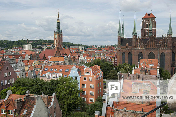 Ausblick über die Dächer der Altstadt auf die Marienkirche