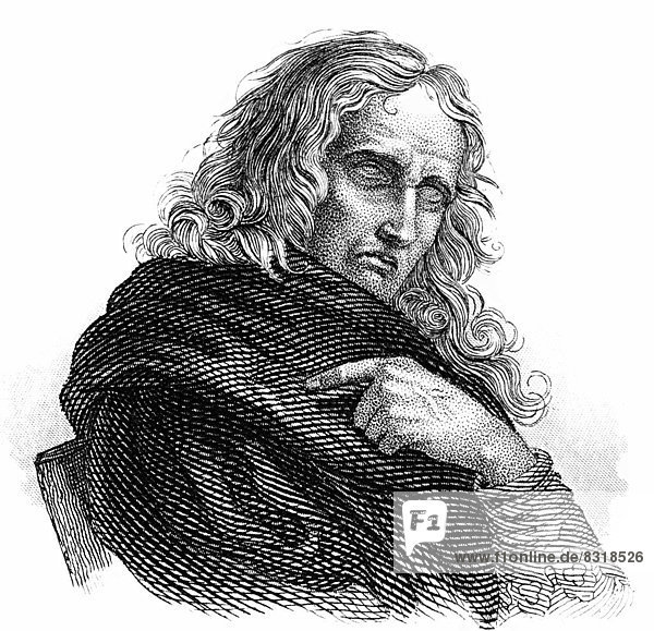 Portrait von John Milton  1608 - 1674  ein englischer Dichter und Staatsphilosoph
