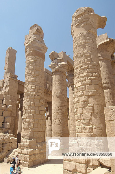 Columns  Karnak Temple Complex  UNESCO World Heritage site  Thebes  Luxor  Luxor Governorate  Egypt