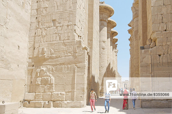 Säulen  Karnak-Tempel  UNESCO-Weltkulturerbe  Theben  Luxor  Gouvernement Luxor  Ägypten