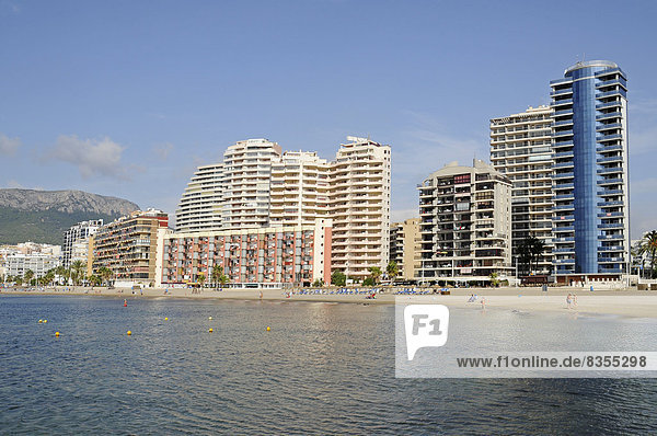 hoch oben Strand Gebäude aufwärts Provinz Alicante Costa Blanca Spanien